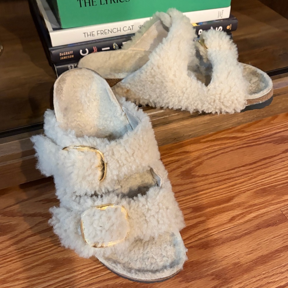 Birkenstock Teddy Eggshell Arizona Big Buckle